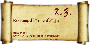 Kolompár Zója névjegykártya